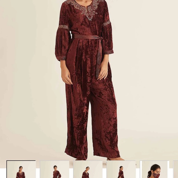 COPY - Indian velvet jumpsuit with gold embroidery. - Picture 2 of 10